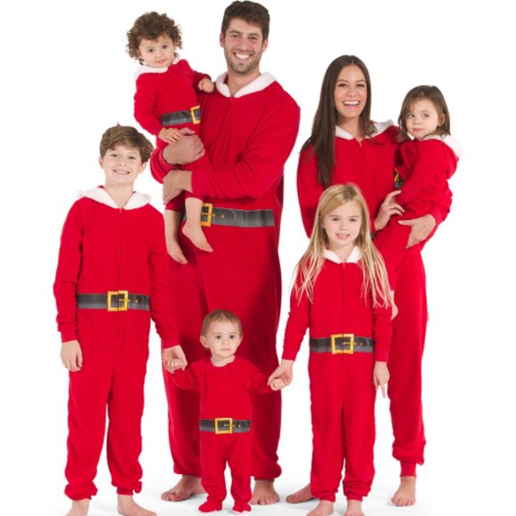 Family PJ's Unisex Baby Boy or Girls Santa Suit Christmas Footed Pajamas Red NWT - Picture 2 of 2